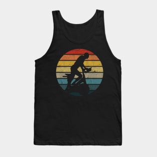 Exercise Bike Silhouette On A Distressed Retro Sunset print Tank Top